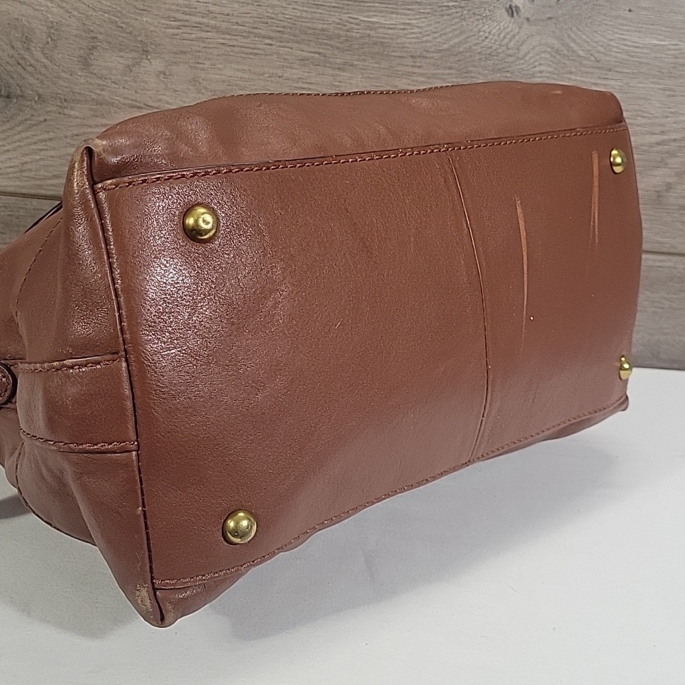Frye Brown Leather Top-Handle Satchel Handbag - Picture 6 of 15